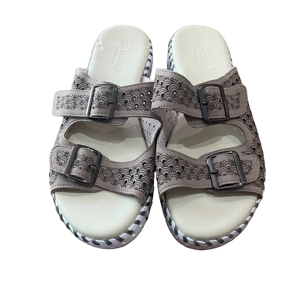 Ilse Jacobsen Tan Tulip 1176 Dbl Strap Platform Sandals Minimalist Boho 39